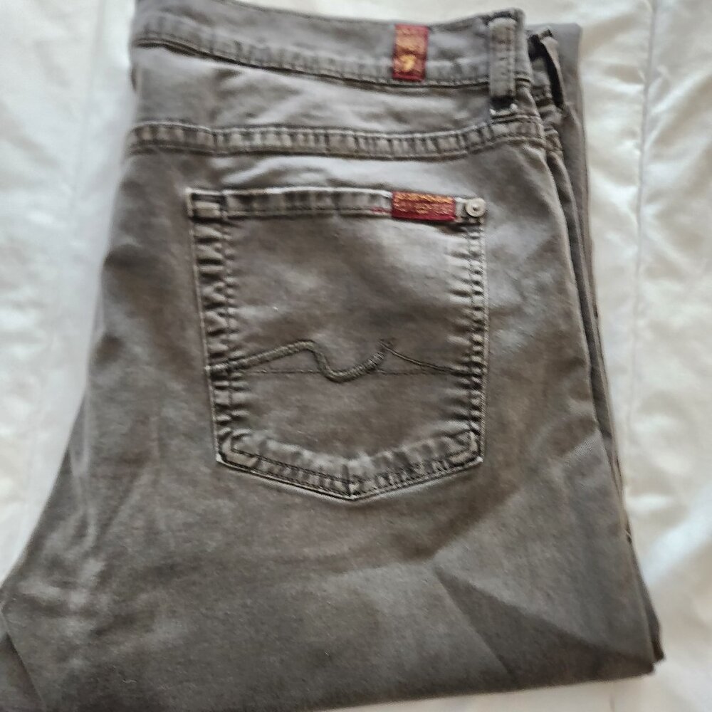 7 For All Mankind - mens khakis olive green Relaxed Fit